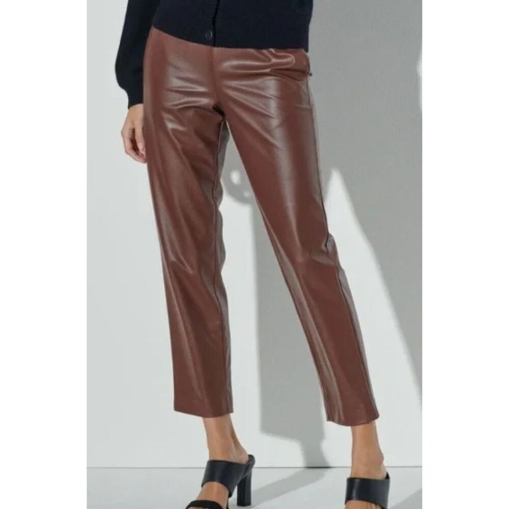 The Reset R Label High-Rise Vegan Leather Pant in Chestnut-sz Medium - Picture 1 of 11